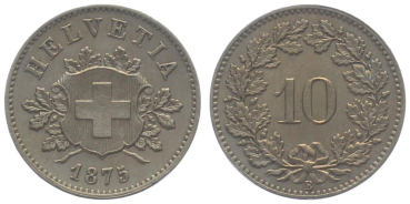 10 Rappen 1875 B - seltener Jahrgang